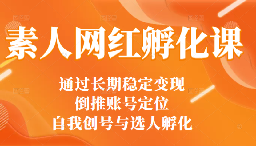 马大个素人网红孵化课：通过长期稳定变现，倒推账号定位，自我创号与选人孵化